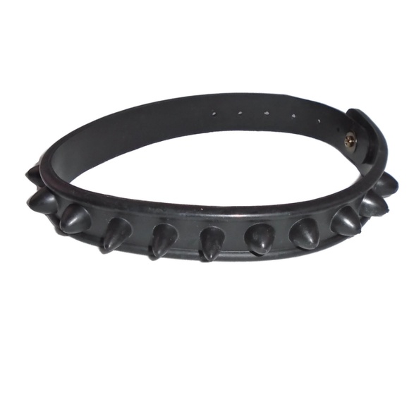 Black Rubber Spiked Choker Spike Closure NEW - Picture 7 of 7